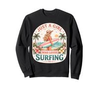 Just A Girl Who Loves Surfing Woman Surfer Cute Surfboard Sudadera
