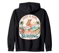 Just A Girl Who Loves Surfing Woman Surfer Cute Surfboard Sudadera con Capucha