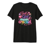 Just a Girl Who Loves to Crochet Funny Cute Crochet Camiseta Premium