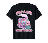 Just A Girl Who Loves Trains Kawaii Cute Chibi Locomotora Camiseta