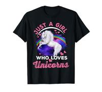 Just A Girl Who Loves Unicorns Funny Unicorn Lover For Girl Camiseta gráfica económica
