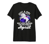 Just A Girl Who Loves Unicorns Was Born In April Birthday Camiseta Premium