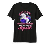 Just A Girl Who Loves Unicorns Was Born In April Birthday Camiseta Premium