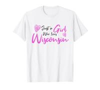 Just a Girl Who Loves Wisconsin Pink Cute Wisconsin Girl Camiseta