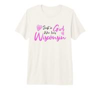 Just a Girl Who Loves Wisconsin Pink Cute Wisconsin Girl Camiseta Premium