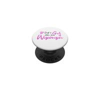 Just a Girl Who Loves Wisconsin Pink Cute Wisconsin Girl PopSockets PopGrip Adhesivo