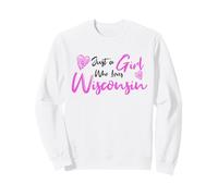 Just a Girl Who Loves Wisconsin Pink Cute Wisconsin Girl Sudadera