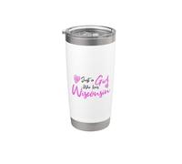 Just a Girl who loves Wisconsin Pink Cute Wisconsin Girl Vaso térmico de acero inoxidable de doble pared