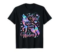 Just A Girl Who Loves Wolves Acuarela Pastel Galaxy Wolf Camiseta