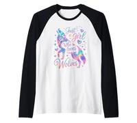 Just A Girl Who Loves Wolves Acuarela Pastel Galaxy Wolf Camiseta Manga Raglan