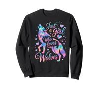 Just A Girl Who Loves Wolves Acuarela Pastel Galaxy Wolf Sudadera