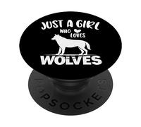 Just A Girl Who Loves Wolves Figura Decorativa, diseño PopSockets PopGrip Adhesivo