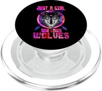 Just a Girl Who Loves Wolves Galaxy Space Wolf Lover PopSockets PopGrip para MagSafe