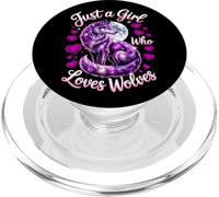 Just A Girl Who Loves Wolves Mariposas mágicas de Lobo Morado PopSockets PopGrip para MagSafe