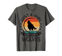 Just A Girl Who Loves Wolves Wolf Disfraz para Amantes Camiseta