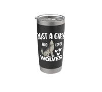 Just A Girl Who Loves Wolves Wolf Disfraz para amantes Vaso térmico de acero inoxidable de doble pared