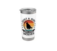 Just A Girl Who Loves Wolves Wolf Disfraz para amantes Vaso térmico de acero inoxidable de doble pared