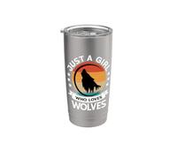 Just A Girl Who Loves Wolves Wolf Disfraz para amantes Vaso térmico de acero inoxidable de doble pared