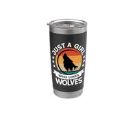 Just A Girl Who Loves Wolves Wolf Disfraz para amantes Vaso térmico de acero inoxidable de doble pared