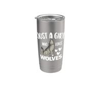 Just A Girl Who Loves Wolves Wolf Disfraz para amantes Vaso térmico de acero inoxidable de doble pared