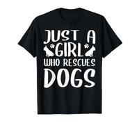 Just A Girl Who Rescues Dogs Dog Rescue Camiseta gráfica económica, Hombre, Negro, S