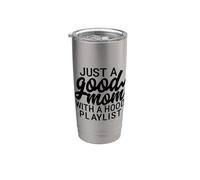 Just A Good Mom With A Hood Lista de reproducción Dicho divertido Vaso térmico de acero inoxidable de doble pared