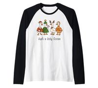 Just A Jolly Goose Xmas Funny Merry Christmas Camiseta Manga Raglan