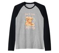 Just A Little Moody Cute Highland Cow Aesthetic Camiseta Manga Raglan
