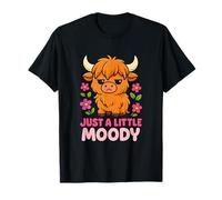 Just A Little Moody Highland Cows Cow Lover Mujeres Chicas Camiseta