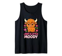 Just A Little Moody Highland Cows Cow Lover Mujeres Chicas Camiseta sin Mangas