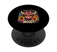Just A Little Moody Highland Cows Cow Lover Mujeres Chicas PopSockets PopGrip Adhesivo