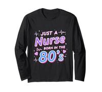 Just a Nurse Born in The 80s Retro Vintage Nursing RN LPN Manga Larga