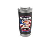 Just A Proud Corgi Dad Merica Dog Patriotic 4th Of July Vaso térmico de acero inoxidable de doble pared