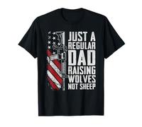 Just A Regular Dad Raising Wolves Not Sheep - Bandera de Estados Unidos Camiseta