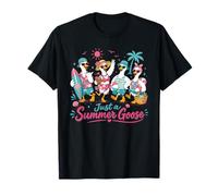 Just a Summer Goose Funny Tropical Beach Vacaciones Bird Surf Camiseta