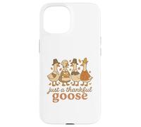 Just a Thankful Goose Funny Thanksgiving Retro Fall Carcasa para iPhone 15