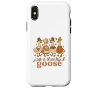 Just a Thankful Goose Funny Thanksgiving Retro Fall Carcasa para iPhone X/XS