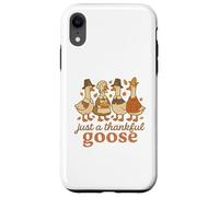 Just a Thankful Goose Funny Thanksgiving Retro Fall Carcasa para iPhone XR