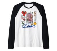 Just Add Sardinas Divertidas Cocinar Mariscos Amante Retro Comida Camiseta Manga Raglan