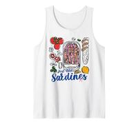 Just Add Sardinas Divertidas Cocinar Mariscos Amante Retro Comida Camiseta sin Mangas