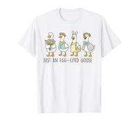 Just An Egg-citado Ganso Lindo Pato de Pascua Familia Primavera Divertido Camiseta