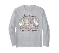 Just An Egg-citado Goose Cute Easter Bunny Duck Family Spring Manga Larga