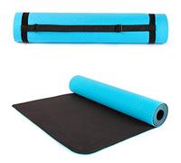 just be… Esterilla de yoga antideslizante colchón de ejercicio ecológica material TPE 183 cm x 61 cm x 5 mm dos colores con asa para llevar Bikram Gimnasia Pilates Casa Ejercicio - Azul/Negra