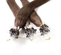 Just Beautiful Hair 200 Micro Loop Mechones com Microanilla Cabello Autentico Remy de la India 50cm - #4 castaño oscuro, 1x200 mechones