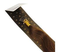 Just Beautiful Hair 50cm Mechones com Microanilla I-Stick Cabello Autentico Remy de la India, 0.5g - #4 castaño oscuro, 1x100 mechones