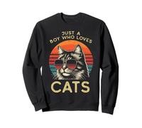 Just Boy Who Loves Cats Retro Kitten Kitty Niños Niños Hombres Sudadera