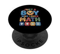 Just Boy Who Loves Matemáticas Estilo Dibujos Animados Divertidos Números Matemáticos PopSockets PopGrip Adhesivo