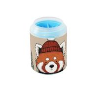 Just Breathe Christmas Red Panda - Arandela portátil para patas de mascotas con cepillo de silicona, kit de limpieza de pies para perros pequeños, medianos y grandes