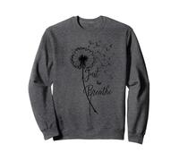 Just Breathe Dandelion Butterfly Inspirational Boho Floral Sudadera