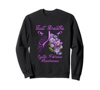 Just-Breathe Flor Pulmonar Concientización Fibrosis Quística Púrpura Sudadera